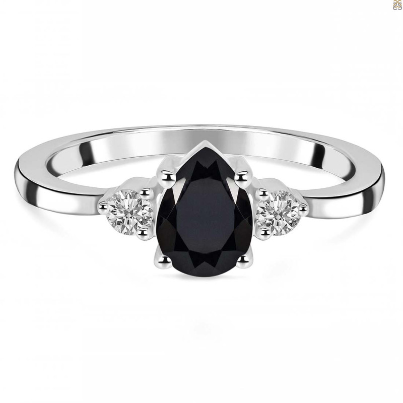 Black Tourmaline & White Topaz Ring BLS-RR-335.