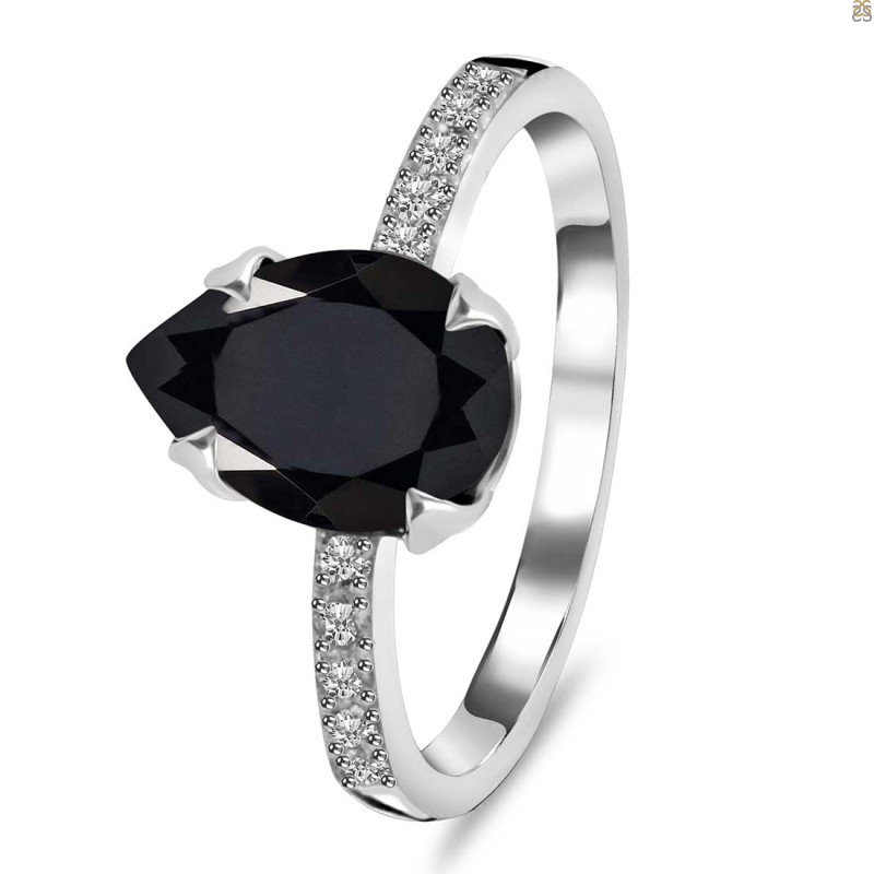 Black Tourmaline & White Topaz Ring