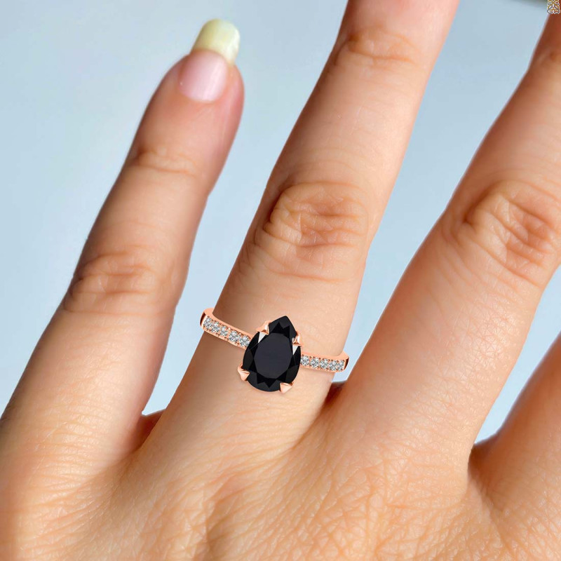 Black Tourmaline & White Topaz Ring BLS-RR-344A.