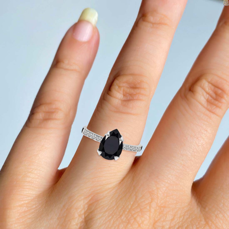 Black Tourmaline & White Topaz Ring BLS-RR-344A.