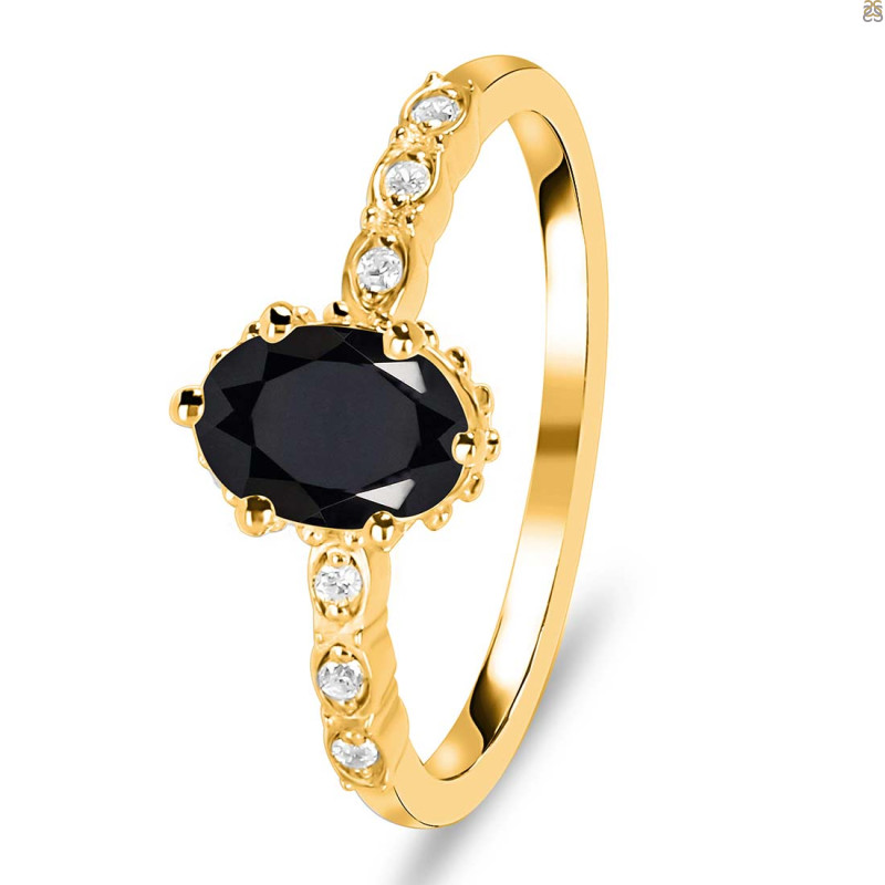 Black Tourmaline & White Topaz Ring BLS-RR-35.