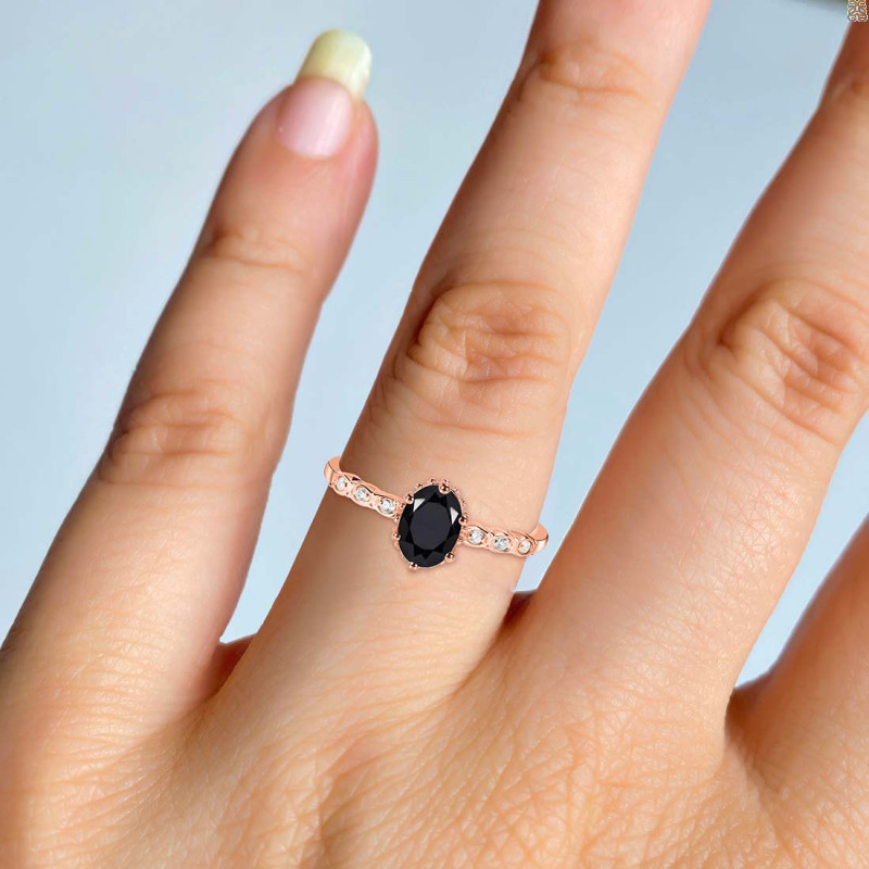 Black Tourmaline & White Topaz Ring BLS-RR-35.