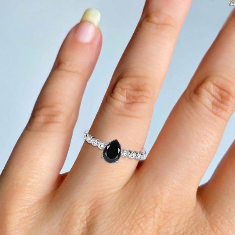 Black Tourmaline & White Topaz Ring BLS-RR-419D.