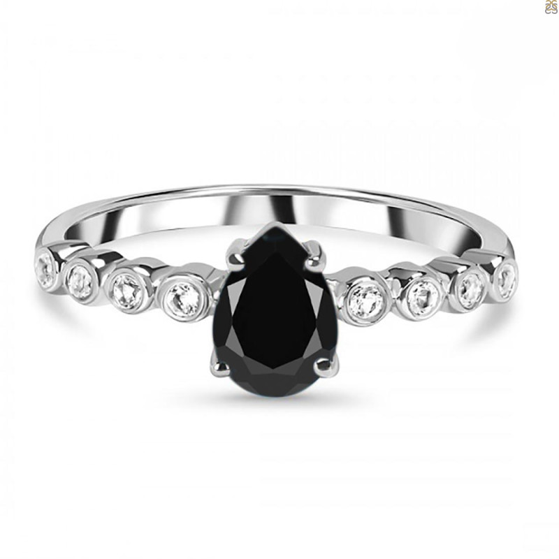 Black Tourmaline & White Topaz Ring BLS-RR-419D.