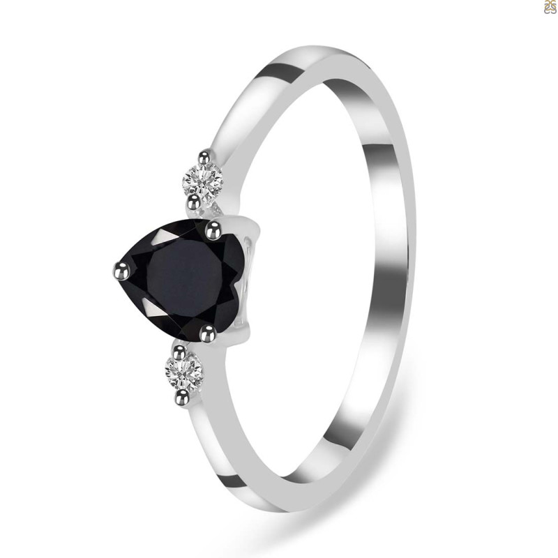  Black Tourmaline & White Topaz Ring