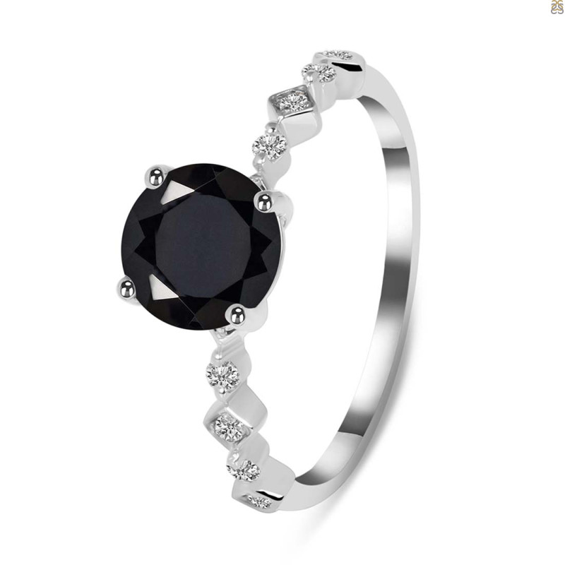  Black Tourmaline & White Topaz Ring