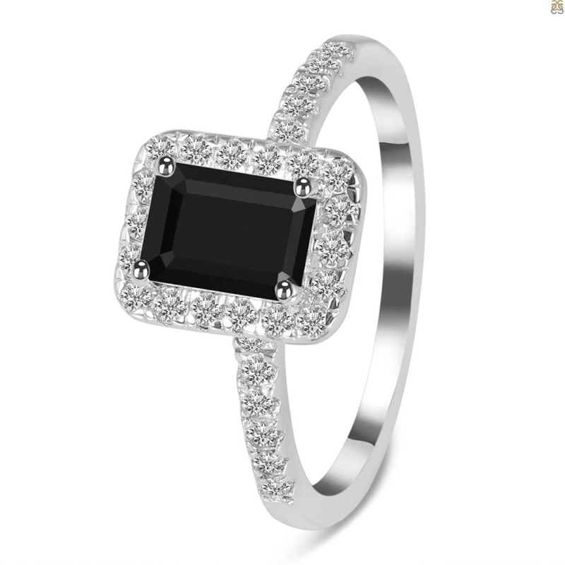 Black Tourmaline & White Topaz Ring