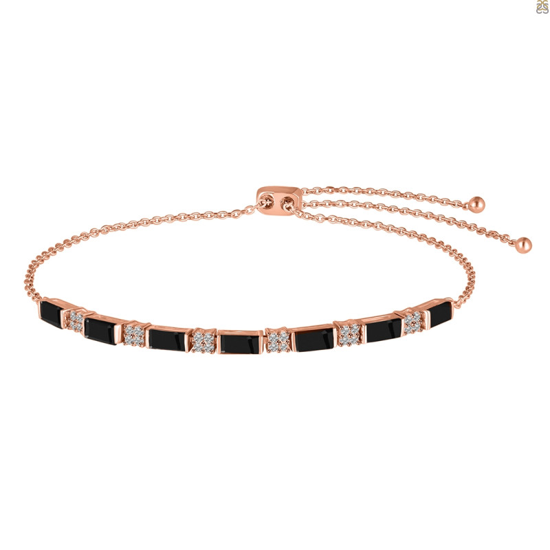 Black Tourmaline & White Topaz Bracelet