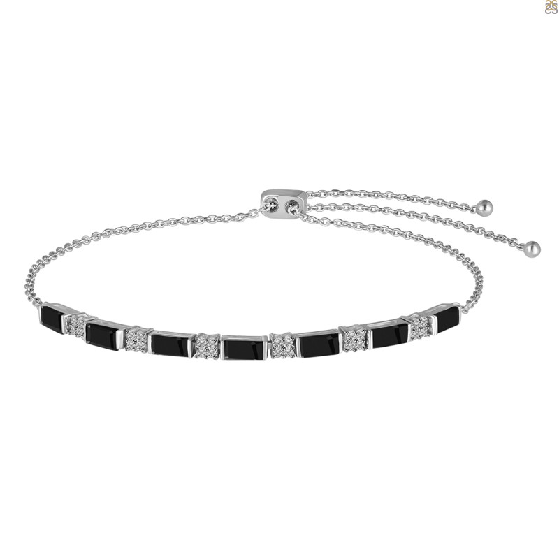 Black Tourmaline & White Topaz Bracelet BLS-RDB-133.