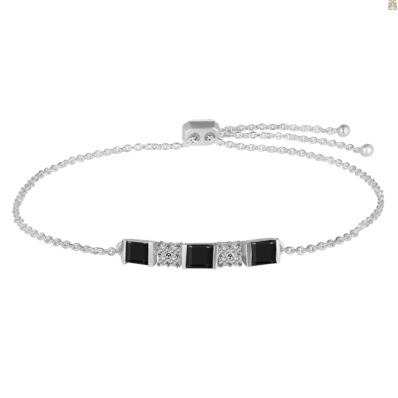 Black Tourmaline & White Topaz Bracelet BLS-RDB-147.