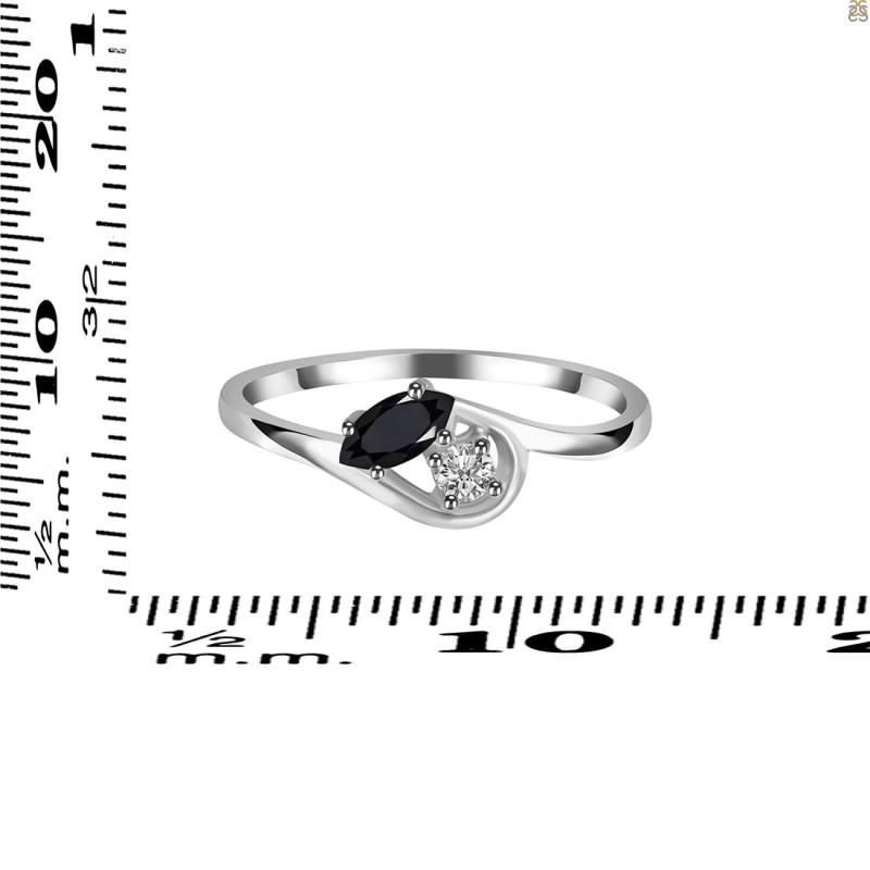 Black Tourmaline & White Topaz Ring BLS-RDR-2611.
