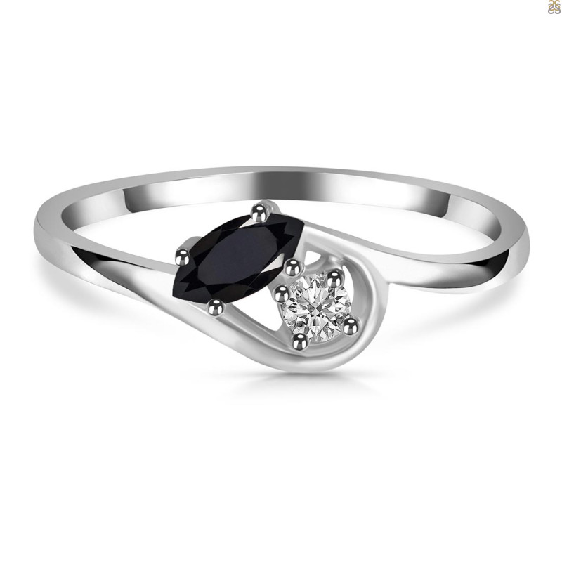 Black Tourmaline & White Topaz Ring BLS-RDR-2611.