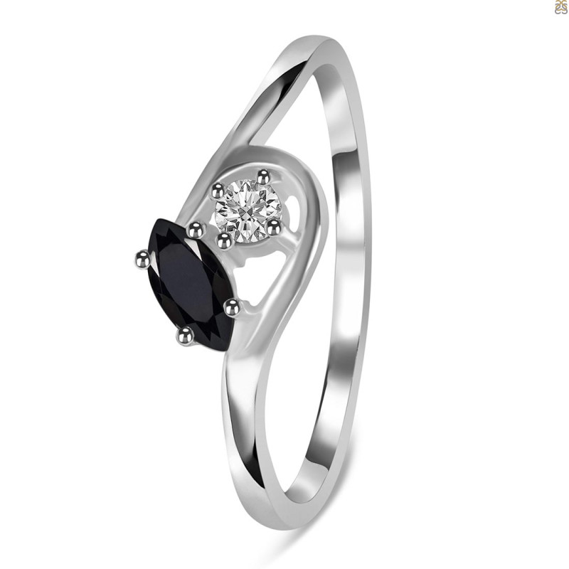 Black Tourmaline & White Topaz Ring