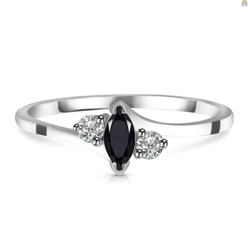 Black Tourmaline & White Topaz Ring BLS-RDR-2681.