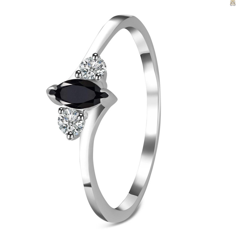 Black Tourmaline & White Topaz Ring