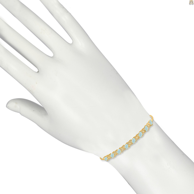 Blue Chalcedony & White Topaz Bracelet With Adjustable Camera Lock BLX-RDB-128.