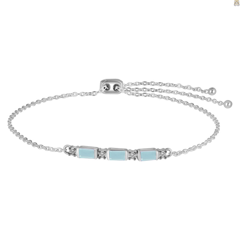 Blue Chalcedony & White Topaz Bracelet