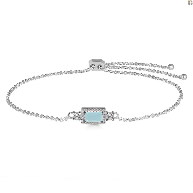 Blue Chalcedony & White Topaz Bracelet BLX-RDB-140.