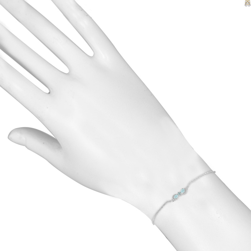 Blue Chalcedony & White Topaz Bracelet With Adjustable Camera Lock