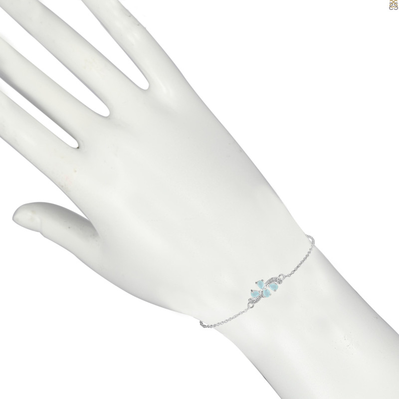 Blue Chalcedony Bracelet With Adjustable Camera Lock