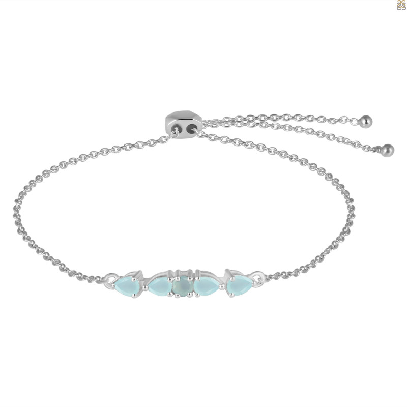 Blue Chalcedony Bracelet With Adjustable Camera Lock BLX-RDB-150.