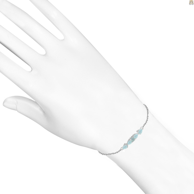 Blue Chalcedony Bracelet With Adjustable Camera Lock