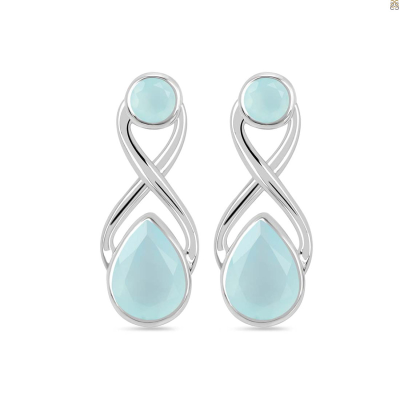 Blue Chalcedony Stud Earring BLX-RDE-10.