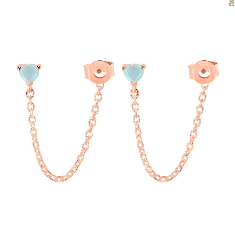 Blue Chalcedony Chain Stud Earring BLX-RDE-1235.