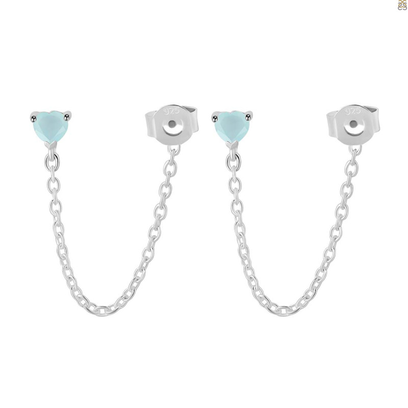 Blue Chalcedony Chain Stud Earring BLX-RDE-1235.