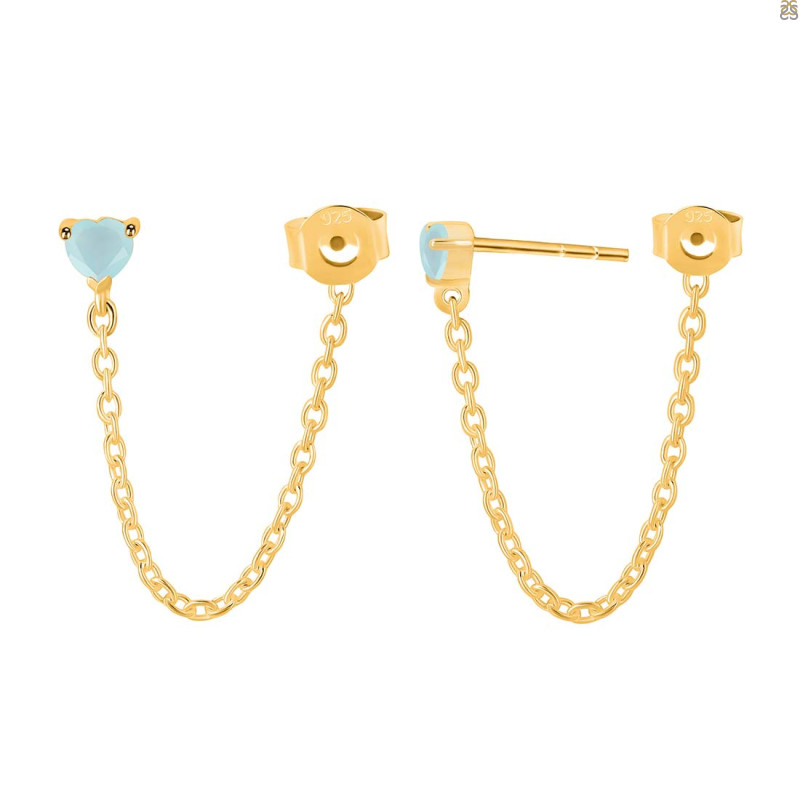 Blue Chalcedony Chain Stud Earring BLX-RDE-1235.