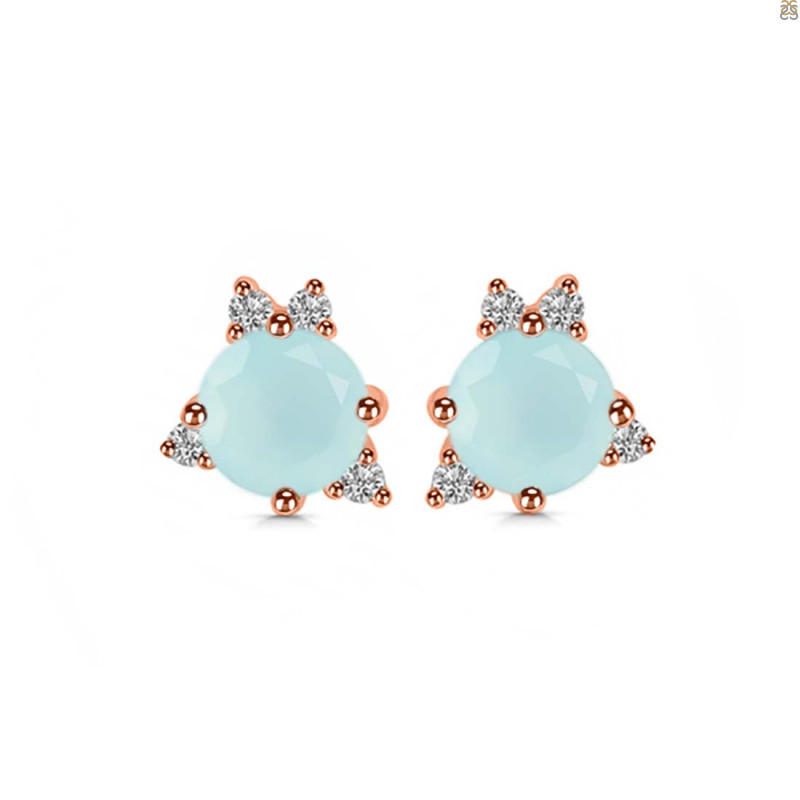 Blue Chalcedony & White Topaz Stud Earring BLX-RDE-1260.