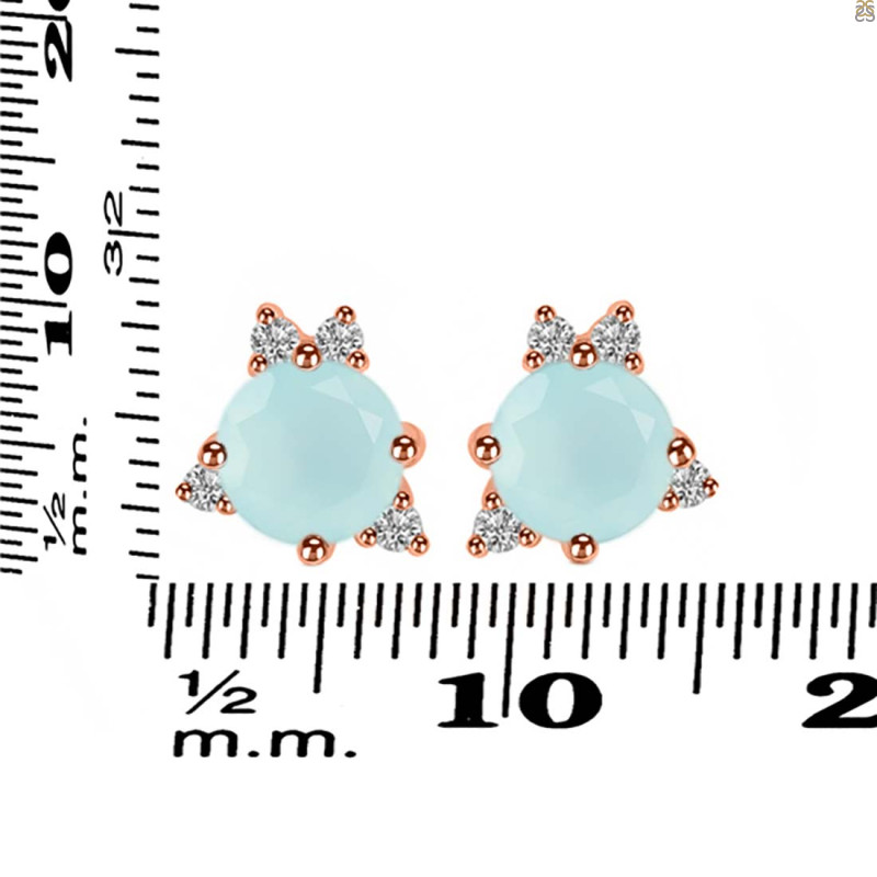 Blue Chalcedony & White Topaz Stud Earring BLX-RDE-1260.