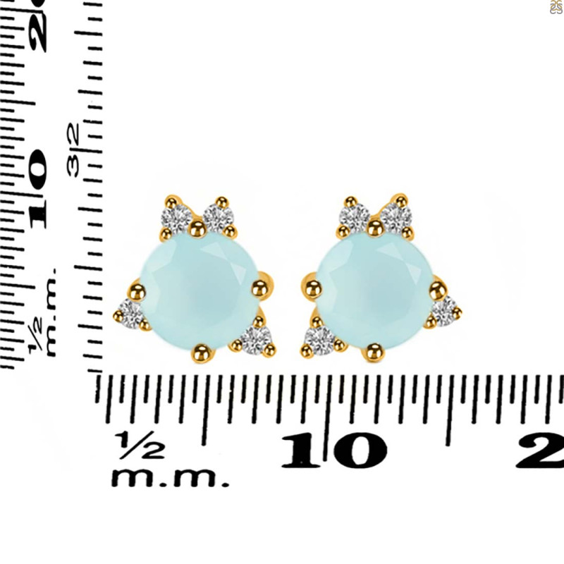 Blue Chalcedony & White Topaz Stud Earring BLX-RDE-1260.