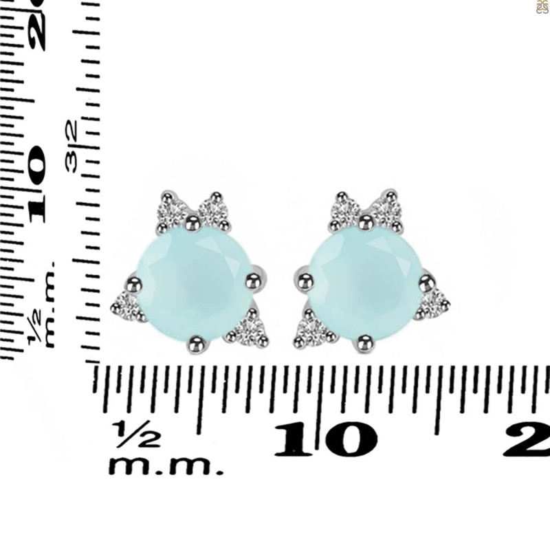 Blue Chalcedony & White Topaz Stud Earring BLX-RDE-1260.