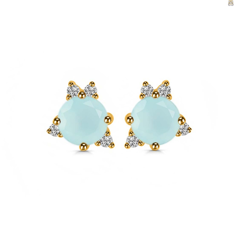 Blue Chalcedony & White Topaz Stud Earring BLX-RDE-1260.