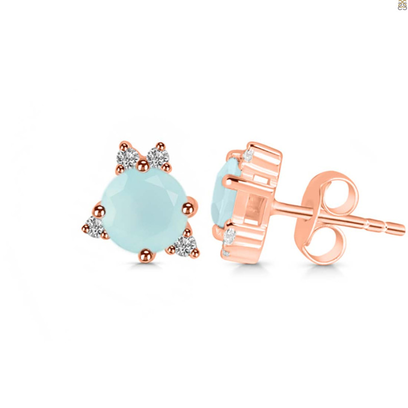 Blue Chalcedony & White Topaz Stud Earring BLX-RDE-1260.