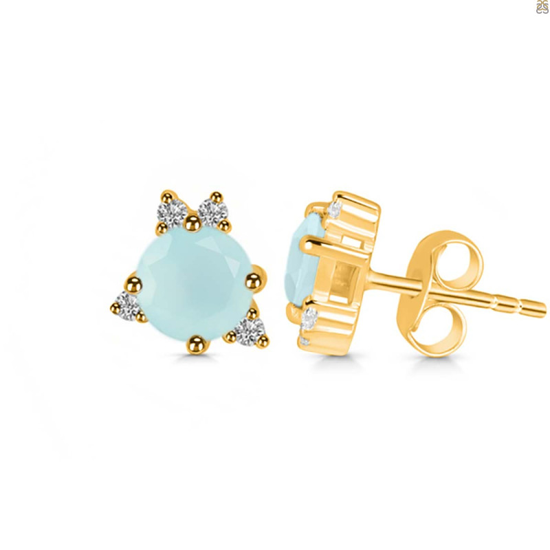 Blue Chalcedony & White Topaz Stud Earring BLX-RDE-1260.