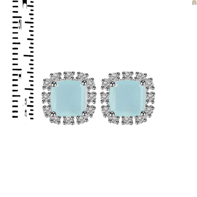Blue Chalcedony & White Topaz Stud Earring BLX-RDE-1263.