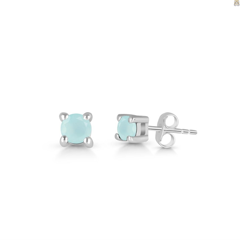 Blue Chalcedony Stud Earring