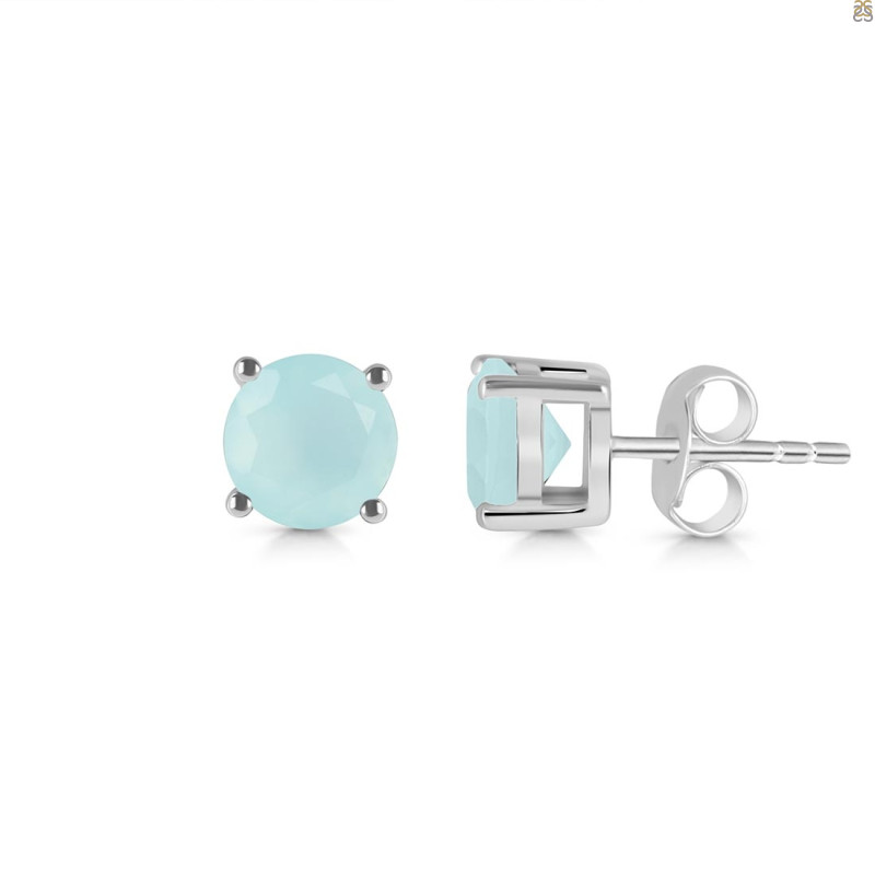 Blue Chalcedony Stud Earring