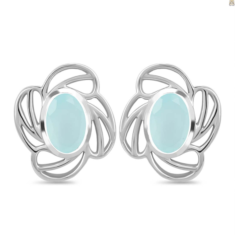 Blue Chalcedony Stud Earring BLX-RDE-14.