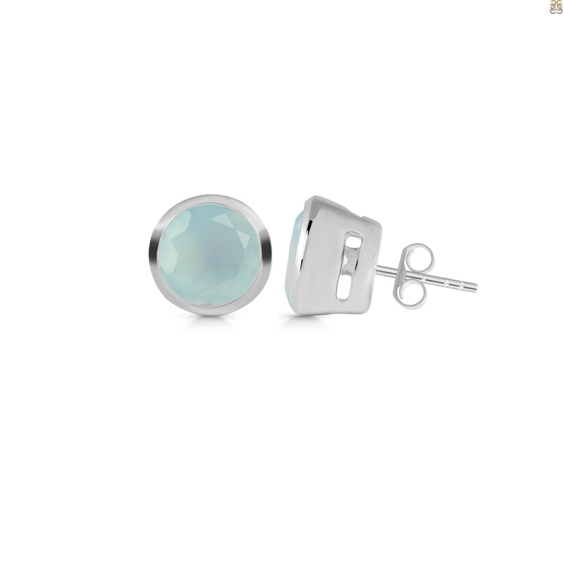 Blue Chalcedony Stud Earring