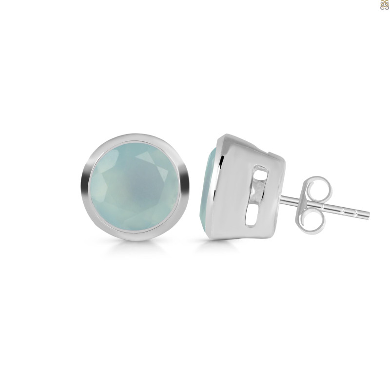 Blue Chalcedony Stud Earring