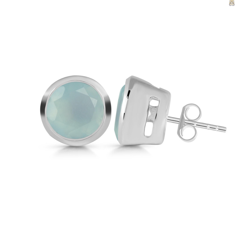 Blue Chalcedony Stud Earring