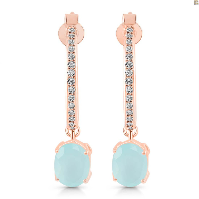Blue Chalcedony & White Topaz Hoop Earring BLX-RDE-1469.