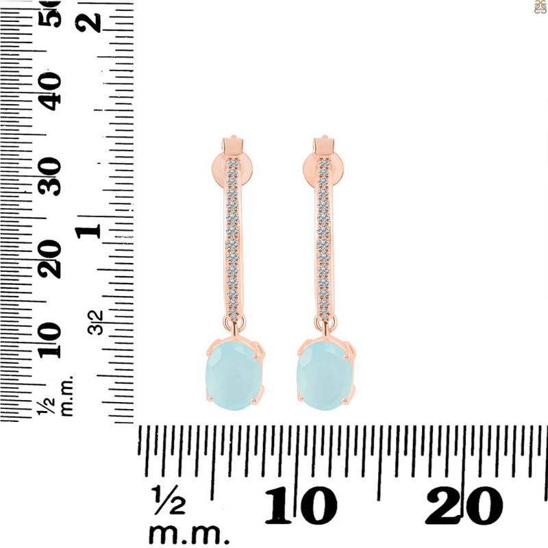Blue Chalcedony & White Topaz Hoop Earring BLX-RDE-1469.
