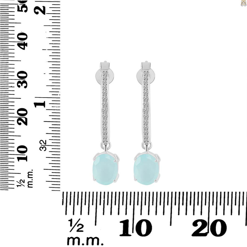 Blue Chalcedony & White Topaz Hoop Earring BLX-RDE-1469.