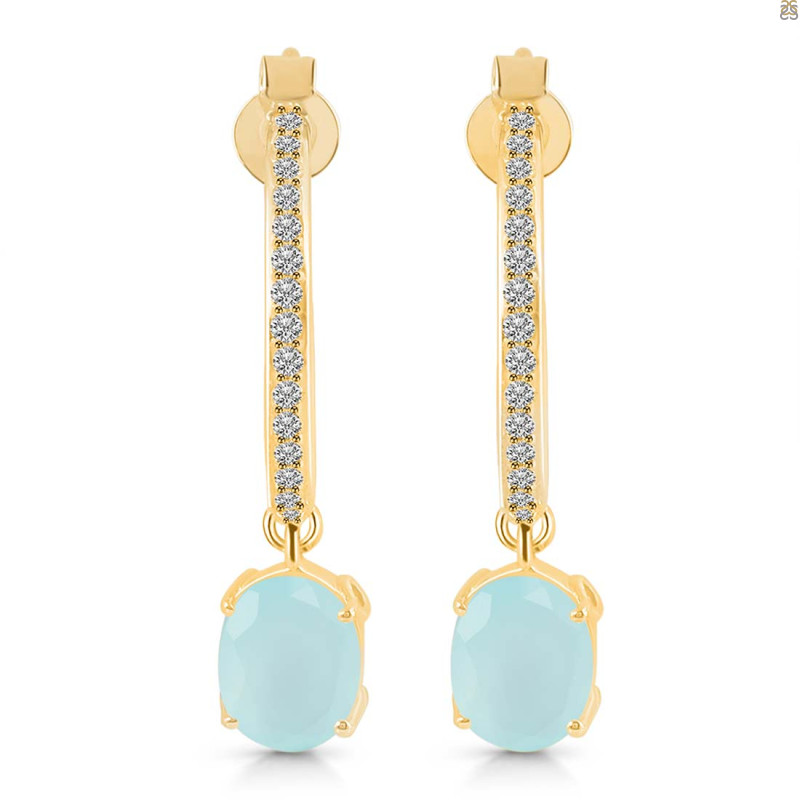 Blue Chalcedony & White Topaz Hoop Earring BLX-RDE-1469.