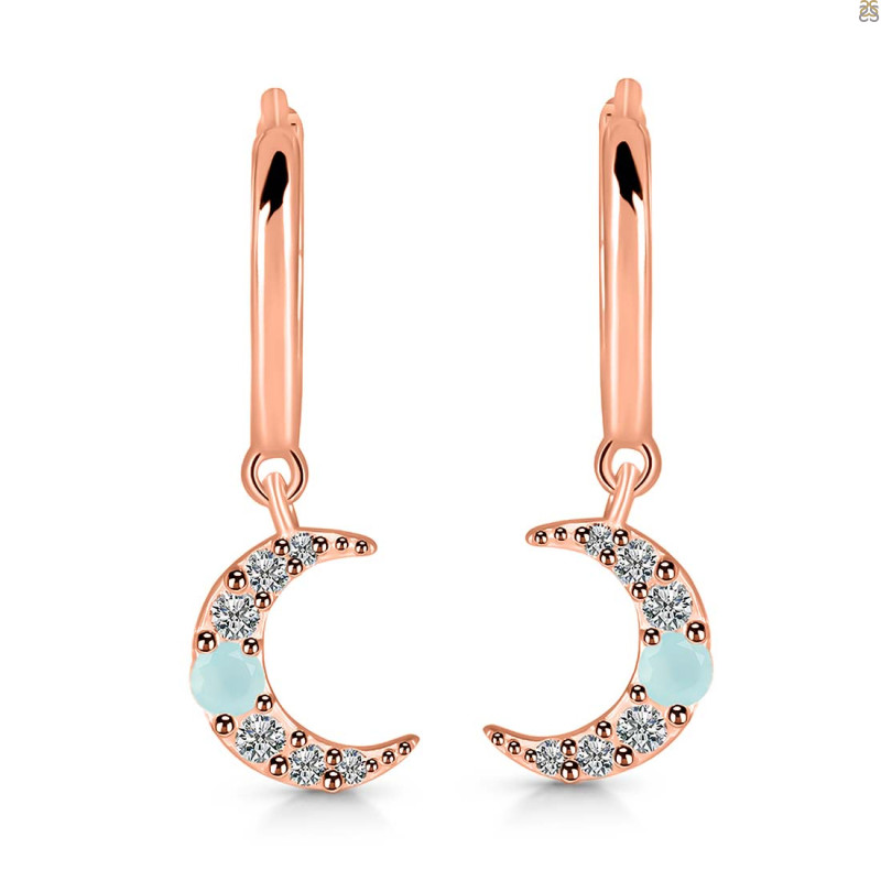 Blue Chalcedony & White Topaz Hoop Earring BLX-RDE-1471.