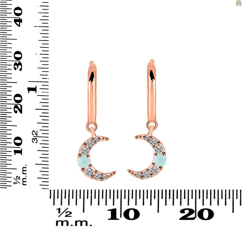 Blue Chalcedony & White Topaz Hoop Earring BLX-RDE-1471.